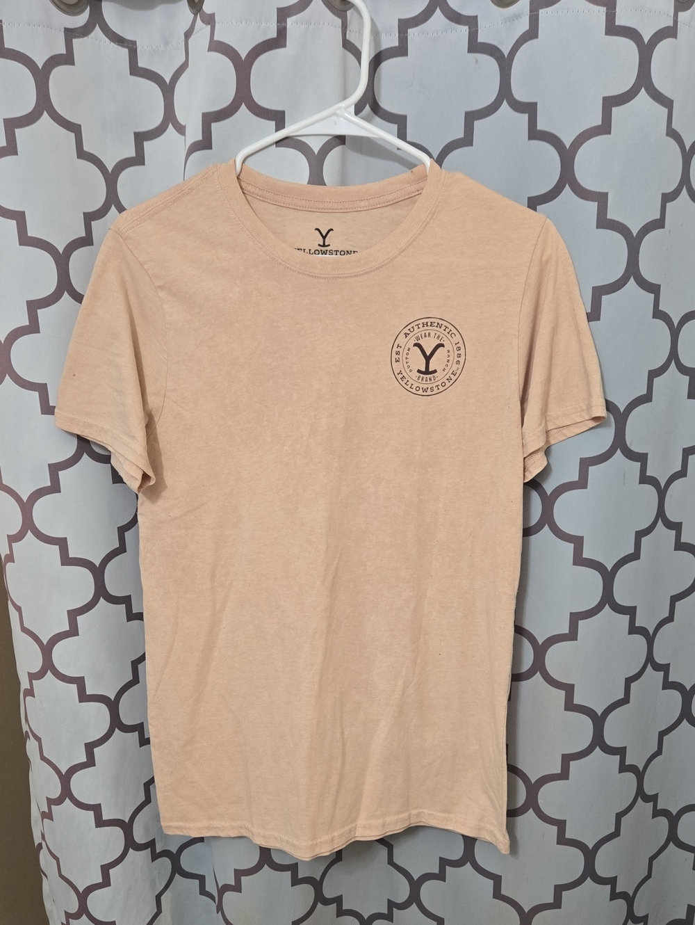 Yellowstone Crew Neck Short Sleeve Tee in Light Peach
